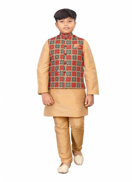 Peach Colour Kids Koti 2 Festive Wear Wholesale Modi Jacket Kids Wear Catalog 116