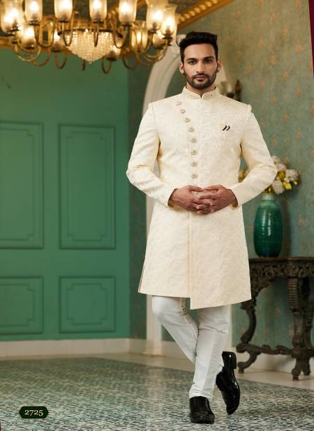 Light Gold Colour Function Wear Mens Indo Western Wholesale Clothing Distribution In India 2725