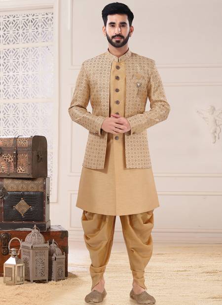 Light Gold Function Wear Mens Wholesale Indo Western Catalog 1761