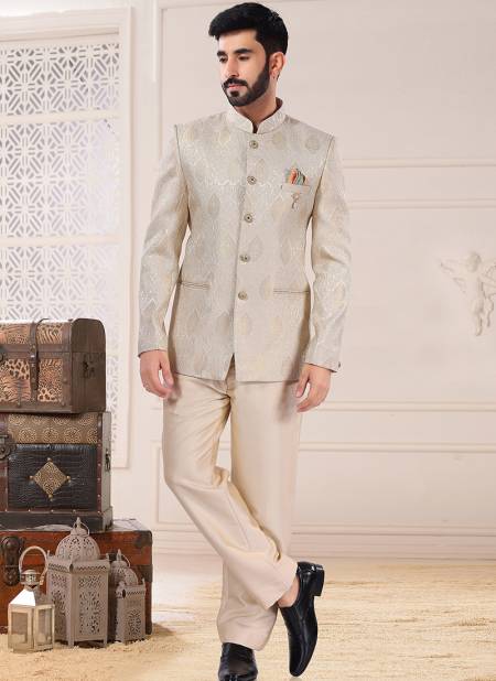 Light Gold Party Wear Mens Wholesale Jodhpuri Suit Catalog 1828
