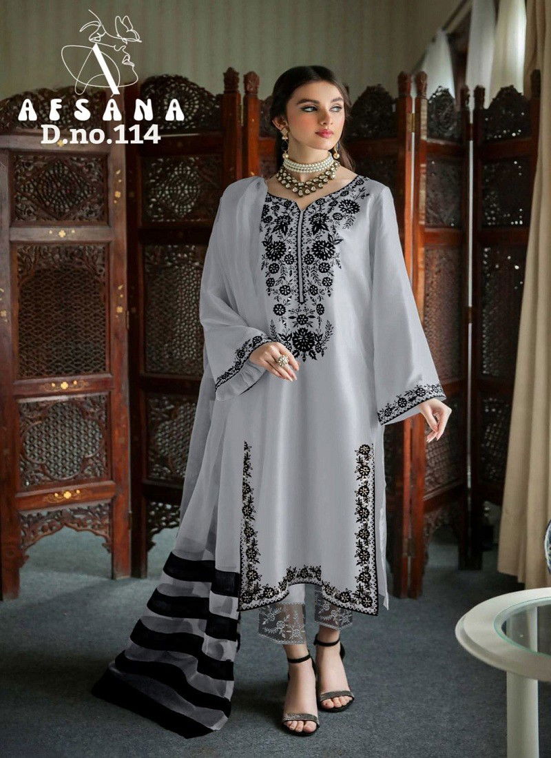 Light Gray Colour Afsana 114 Colors Pakistani Salwar Suit Catalog 114 D