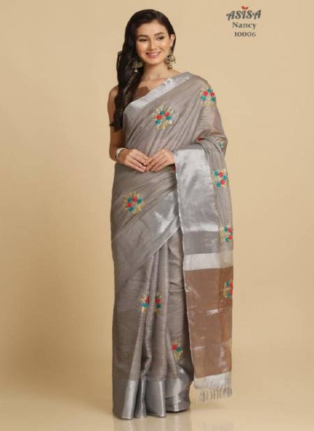 Light Gray Colour Nancy By Asisa Designer saree catalog 10006
