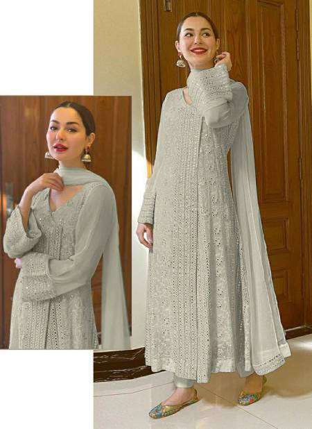 Light Gray Colour R 346 Designer Wholesale Anarkali Salwar Suit Catalog R 346 G
