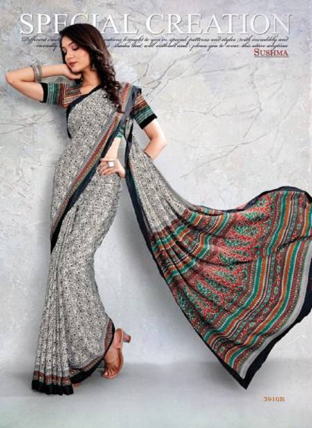 Light Gray Colour Sushma Set 39 Daily Wear Saree Catalog 3910 B