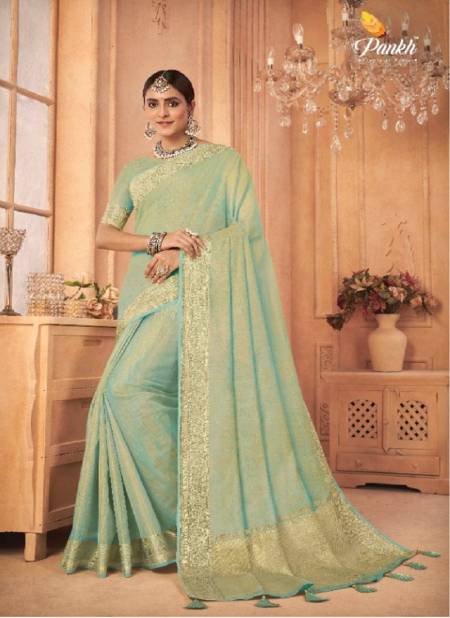 Light Green Anushka Vol 2 By Pankh Wedding Saree Catalog 6109