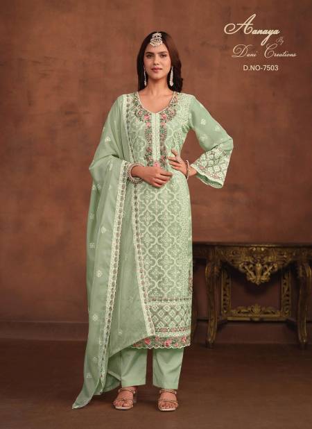 Light Green Colour Aanaya Vol 175 By Twisha Soft Organza Salwar Suits Wholesale Market In Surat 7503