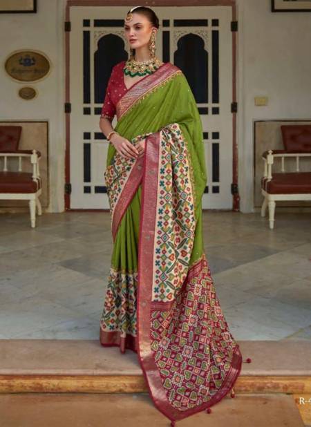 Light Green Colour Aari Patola Printed Ethnic Wear Wholesale Saree Collection 497 F