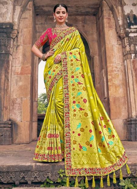 Light Green Colour Airavat Silk Wholesale Designer Wedding Wear Saree Catalog 2006