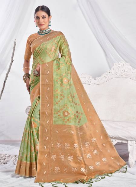 Light Green Colour Gauri By Sangam Printed Sarees Catalog 1005
