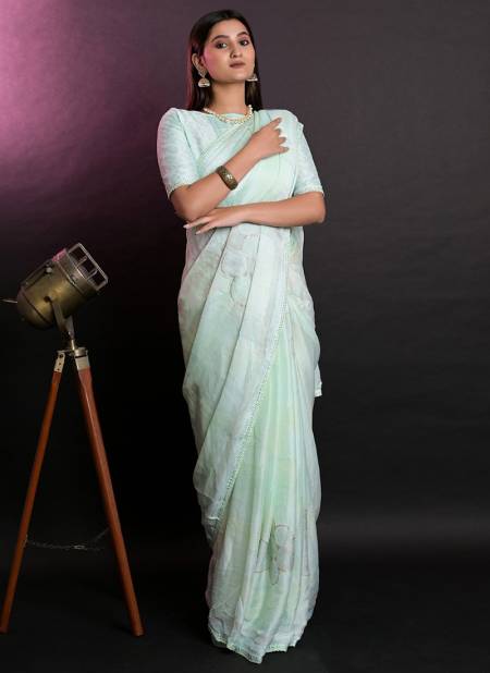 Light Green Colour Jasmine Exclusive Wear Wholesale Chiffon Sarees 6903