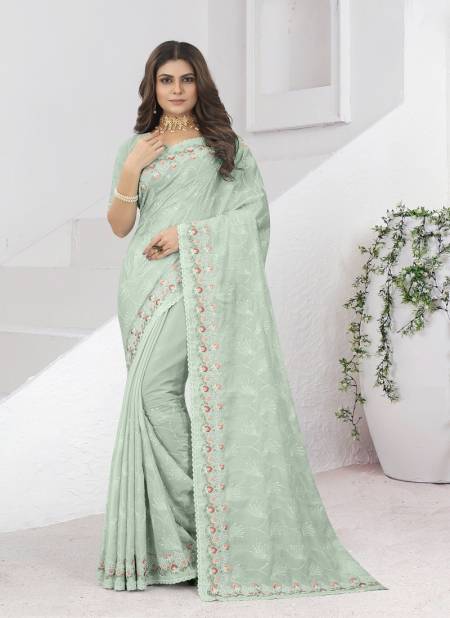 Light Green Colour Just Lady By Nari Fashion Party Wear Saree Catalog 6904