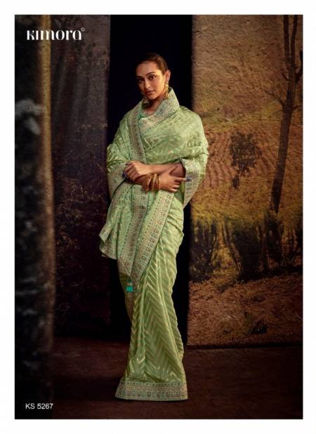 Light Green Colour Kajal Vol 13 By Kimora Designer Saree Catalog 5267