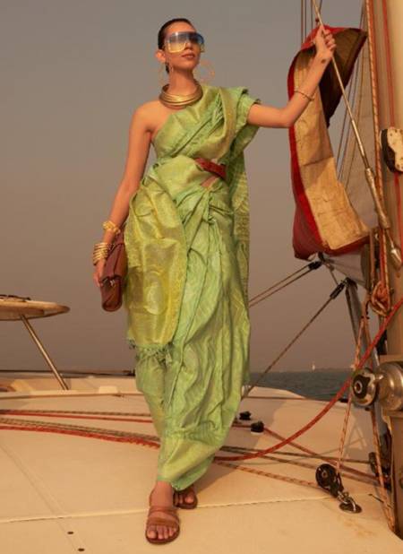 Light Green Colour Kingstone Silk Festive Wear Wholesale Designer Sarees 305003    
