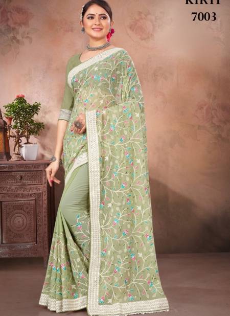 Light Green Colour Kirti By Fashion Lab Georgette Saree Catalog 7003