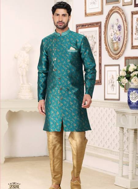 Light Green Colour Mens Partywear Indo Western Catalog 2324