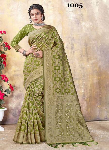 Light Green Colour Nyansi By Sangam Wedding Designer Saree Catalog 1005