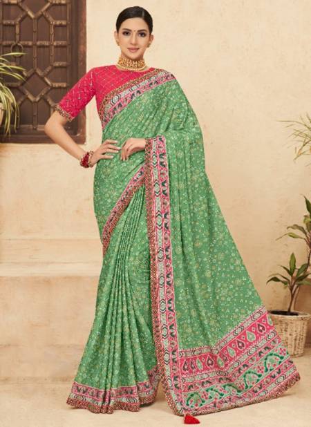 Light Green Colour Punam Exclusive Wear Wholesale Printed Saree Catalog 204
