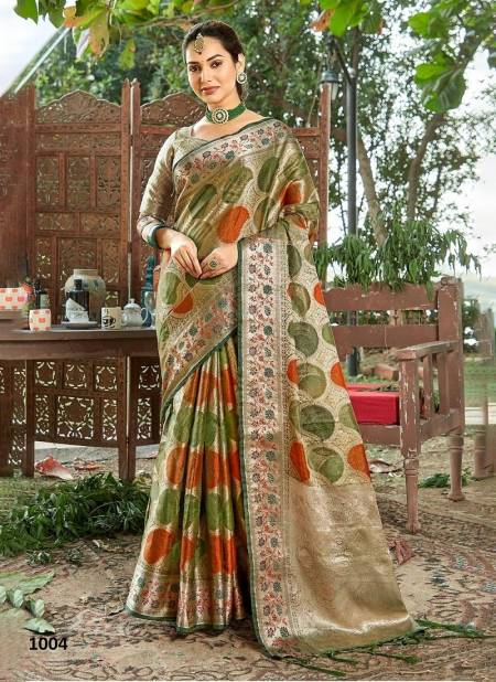 Light Green Colour Sheesha By Sangam Wedding Saree Catalog 1004