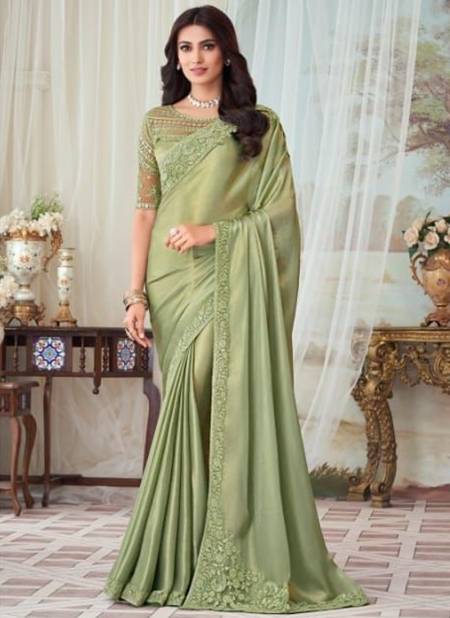 Light Green Colour Silver Screen Vol 17 By TFH Party Wear Sarees Catalog 27005