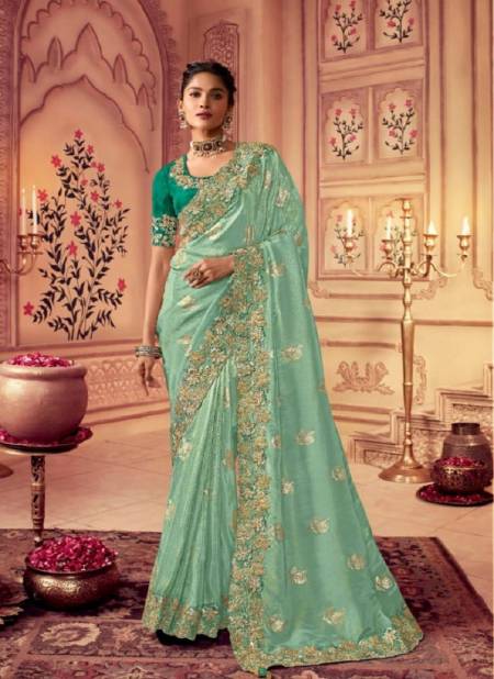 Light Green Colour Suvarna By Sulakshmi Wedding Saree Catalog 8002 A