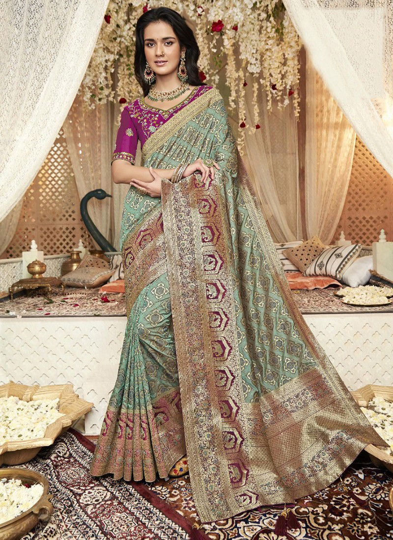 Light Green Colour Vrindavan Vol 33 Function Wear Wholesale Silk Sarees 10228