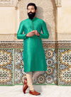 Green Jacquard Kurta Pajama 12843