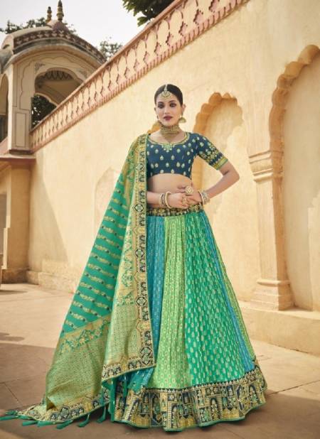 Light Green Multi Colour Tathstu Hit Collection Wedding Wear Silk Lehenga Wholesale Market In Surat 5002