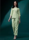 Light Green Raisin Cotton Printed Cord Set Western Catalog OLCOD0017