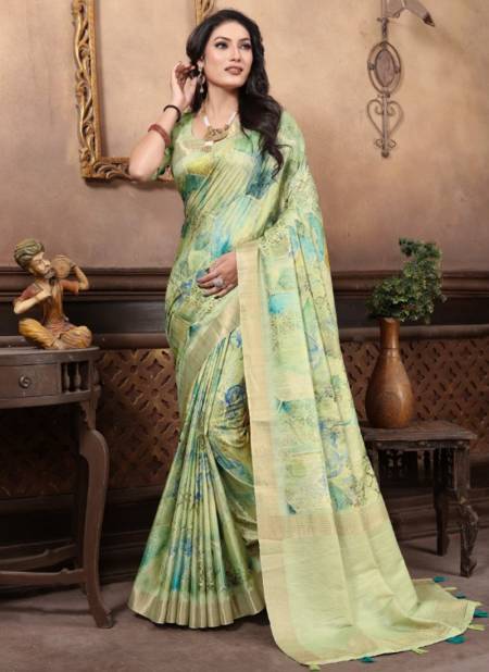 Light Green Rutba Digital Exclusive Wear Wholesale Banarasi Silk Sarees 1205