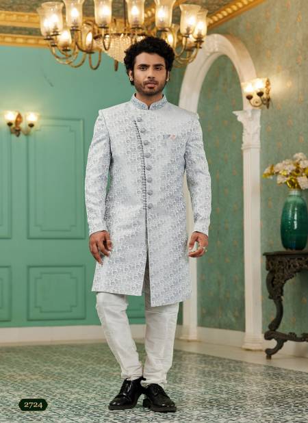 Light Grey Colour Function Wear Mens Indo Western Wholesale Clothing Distribution In India 2724