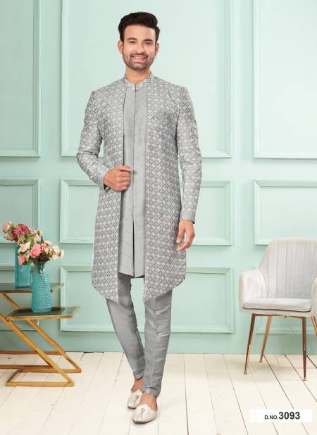 Light Grey Colour GS Fashion Function Wear Mens Designer Indo Western Exporters In India 3093