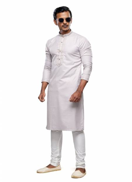 Light Grey Colour Mens Wear Soft Plain Art Silk Kurta Pajama Wholesale Online 2544