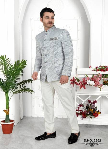 Light Grey Colour Party Wear Mens Desginer Jodhpuri Jacket Wholesale Online 2902