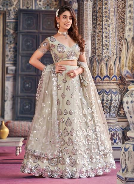 Light Grey Colour SS 167 Wedding Wear Net Lehenga Choli Wholesale Clothing Suppliers In India GS3175