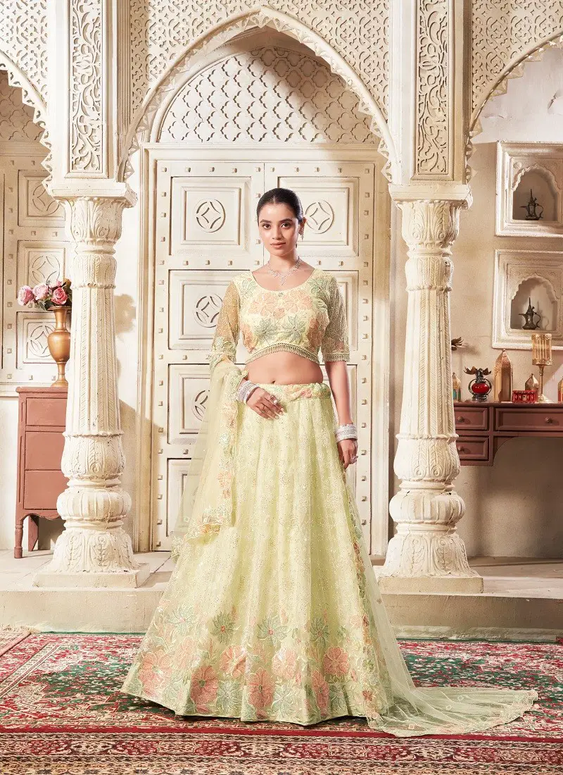 Light Lemon Colour Occations Vol 9 By Anantesh Bridemaid Wear Lehenga Choli Online Wholesale 5030