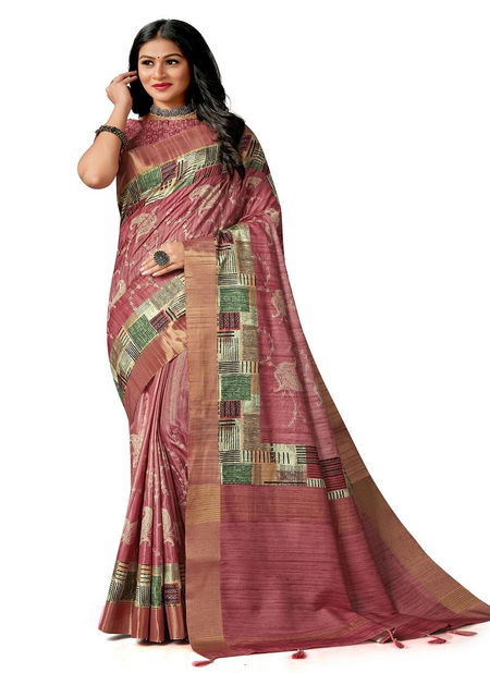 Light Maroon Colour Amuska Silk Printed Designer Saree Catalog 7505 Catalog