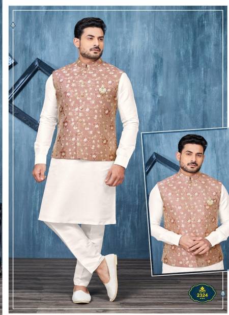 Light Maroon Colour Wedding Wear Mens Modi Jacket Kurta Pajama Wholesale Price In Surat 2324