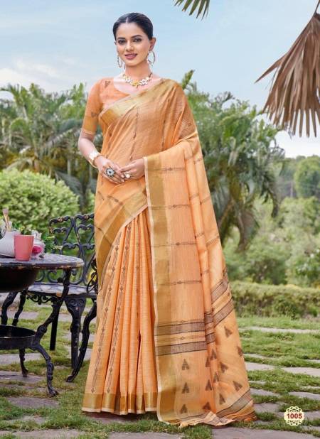 Light Orange Colour Suprabhat By Bunawat Cotton Daily Wear Sarees Wholesale Price In Surat 1005