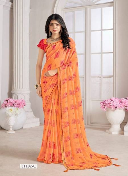 Light Orange Colour Vanilla Vol 5 By Ruchi Daily Wear Printed Chiffon Sarees Wholesale Online 31102 C