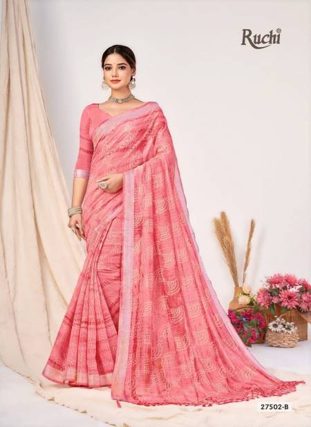 Light Peach Colour Aarushi By Ruchi Cotton Silk Printed Daily Wear Saree Wholesale Shop In Surat 27502-B