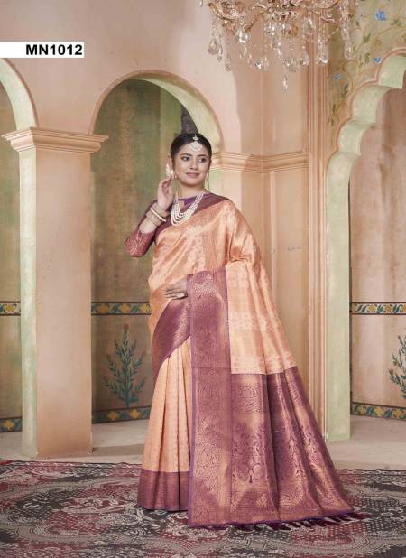 Light Peach Colour Mansi By 3 Of Kubera Pattu Kanjivaram Silk Wholesale Suppliers In Mumbai MN1012