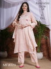 Light Peach Colour Mesmora Heavy Embroidered Printed Cotton Kurti With Bottom Dupatta Surat Wholesale Market MF023