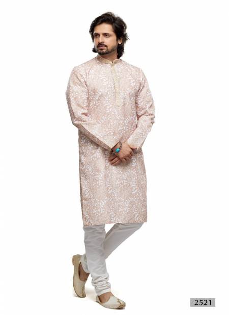 Light Peach Colour Occasion Mens Wear Designer Printed Stright Kurta Pajama Wholesale Shop In Surat 2521