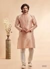 Light Peach Colour Vol 93 Occasion Wear Jaquard Art Silk Mens Kurta Pajama Wholesale Online 3086