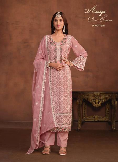 Light Pink Colour Aanaya Vol 175 By Twisha Soft Organza Salwar Suits Wholesale Market In Surat 7501