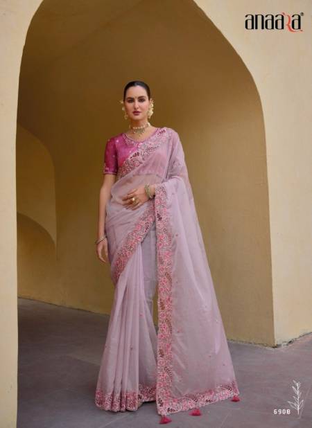 Light Pink Colour Anaara 6900 Series By Tathastu Designer Fancy Tissue Organza Silk Saree Orders In India 6908