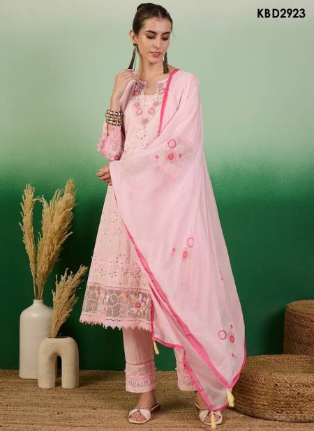 Light Pink Colour Bhumi By Mahotsav Cotton Embroidery Kurti With Bottom Dupatta Wholesale Shop In Surat KBD2923