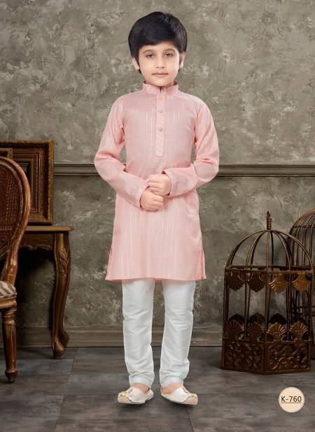 Light Pink Colour Kids Vol 5 Boys Wear Kurta Pajama And Indo Western Catalog K 760