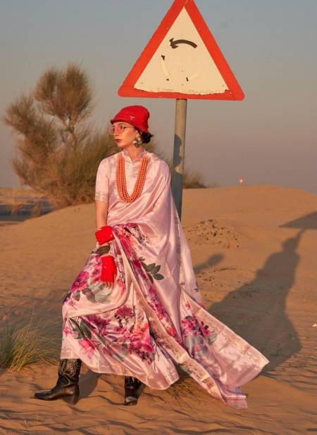 Light Pink Colour Kikigai By Rajtex Handwoven Tussar Silk Printed Sarees Manufactures 379003