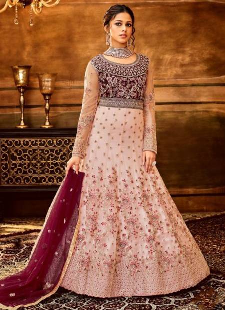 Light Pink Colour Maaysha Wholesale Designer Wedding Wear Anarkali Suit Catalog 7922